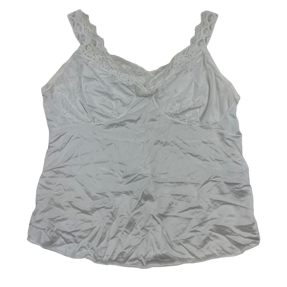 VTG Dixie Belle Lace Trim Nylon White V-Neck Camisole Tank Sz 34 (6511) 02